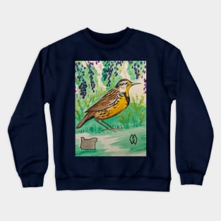 Oregon state bird and flower, the meadowlark and Oregon grape Crewneck Sweatshirt